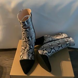 Snake print ankle boots